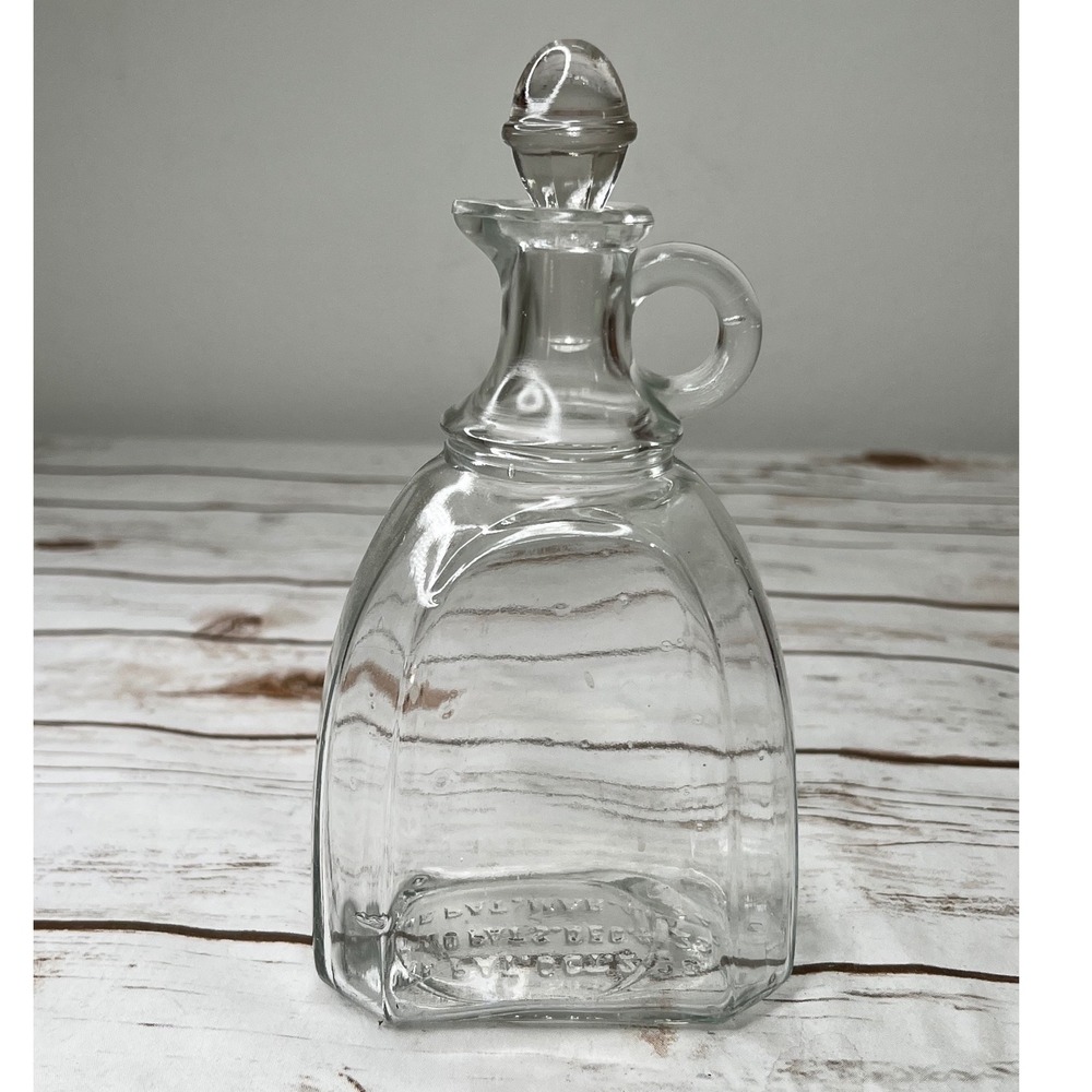 Vintage Handled Glass Cruet Bottle Clear 1923 1924 Patent Dates 7.5in